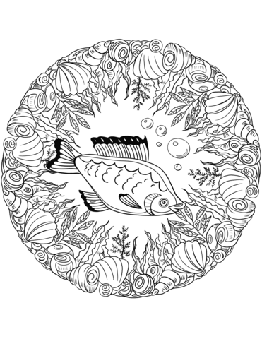 Fish Mandala Coloring Page